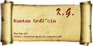 Kustos Grácia névjegykártya